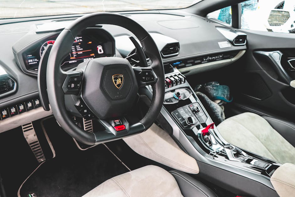 Explore the elegant and high-tech interior of a luxurious Lamborghini sports car.