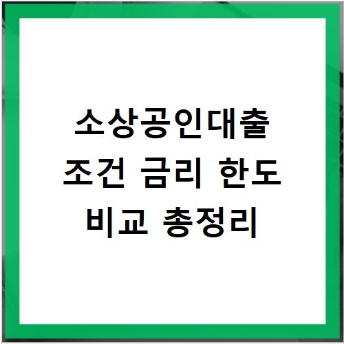 소상공인대출 조건 금리 한도 비교 총정리