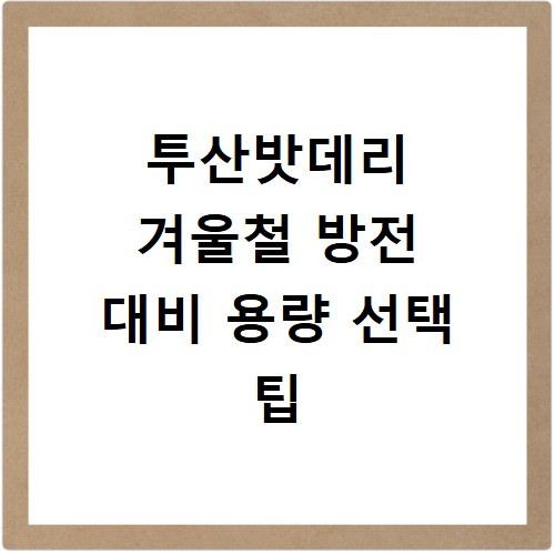 투산밧데리 겨울철 방전 대비 용량 선택 팁