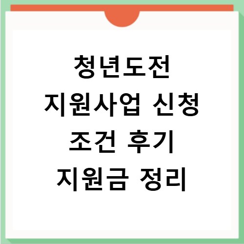 청년도전 지원사업 신청 조건 후기 지원금 정리