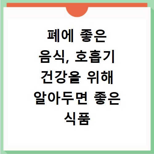 폐에 좋은 음식, 호흡기 건강을 위해 알아두면 좋은 식품