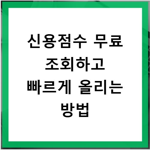 신용점수 무료 조회하고 빠르게 올리는 방법