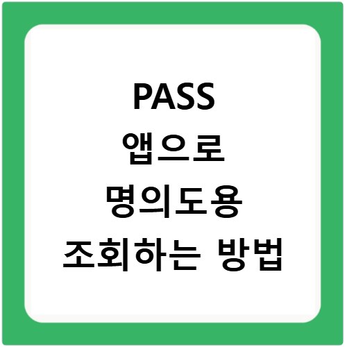 PASS 앱으로 명의도용 조회하는 방법
