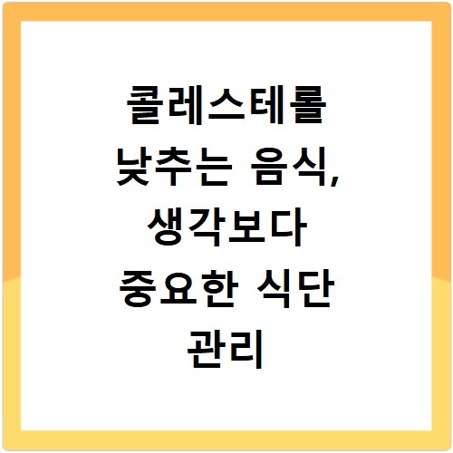 콜레스테롤 낮추는 음식, 생각보다 중요한 식단 관리 방법 알아보기